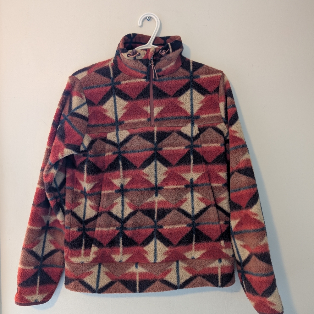 Billabong Women's Zip Up Sweater - Red, Black, Cream